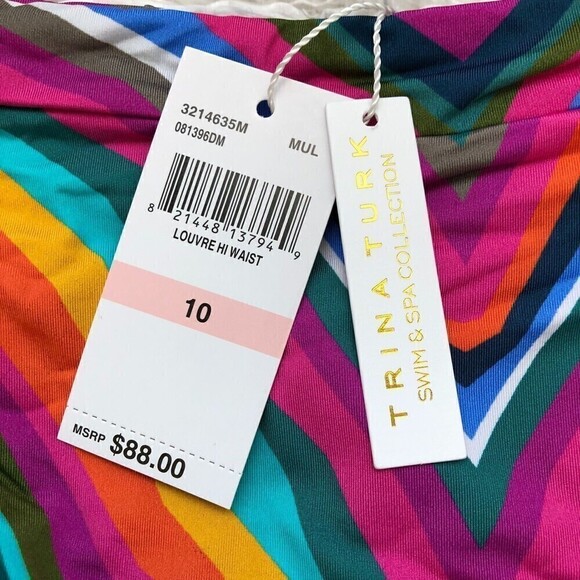 Trina Turk Womens Reversible Louvre High Waisted Swim Bottom Size 10 - Picture 6 of 8